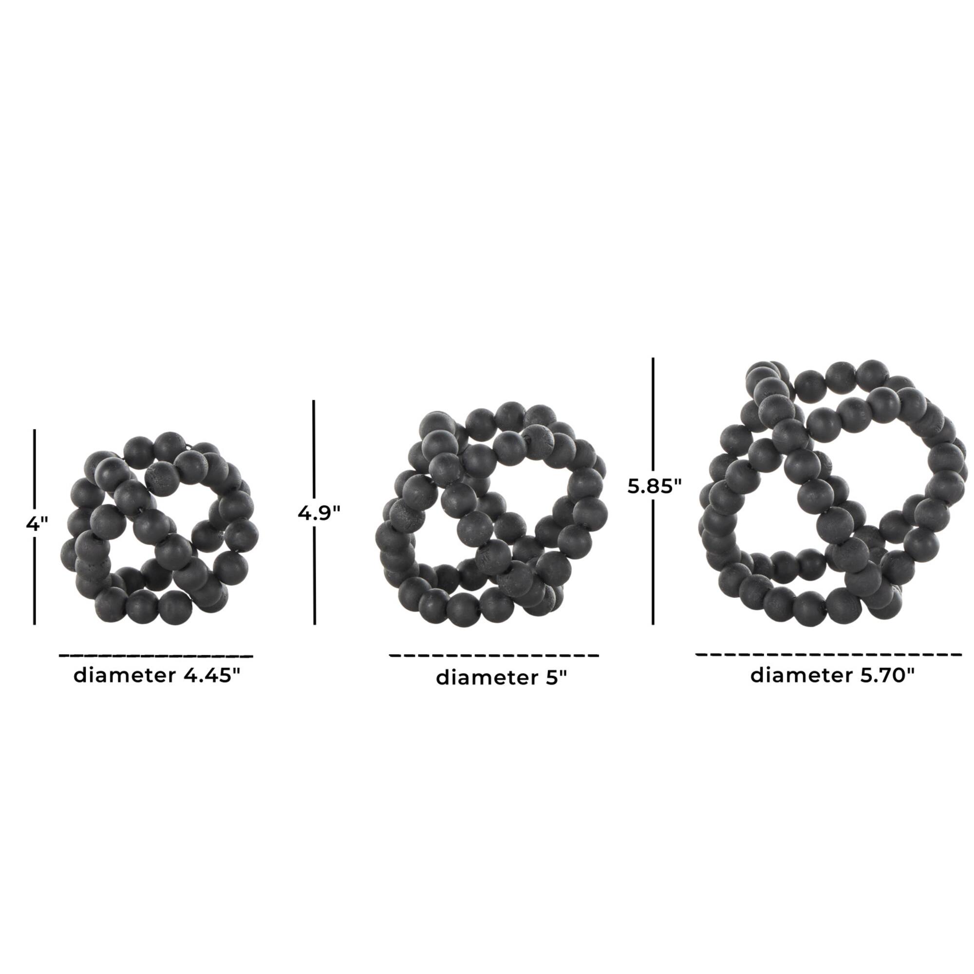 Black Wood Beaded Orbs Set